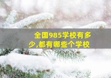 全国985学校有多少,都有哪些个学校