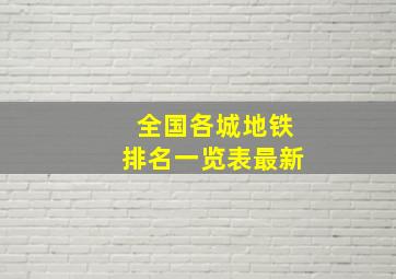 全国各城地铁排名一览表最新