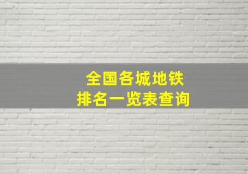 全国各城地铁排名一览表查询