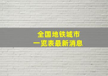 全国地铁城市一览表最新消息