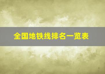 全国地铁线排名一览表