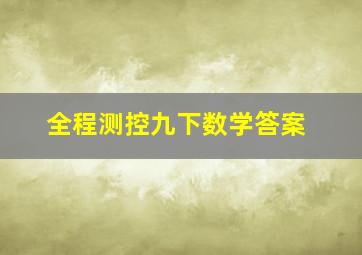 全程测控九下数学答案