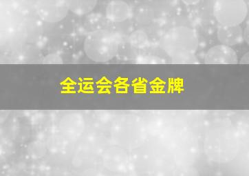 全运会各省金牌