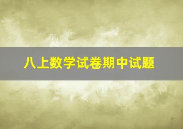 八上数学试卷期中试题