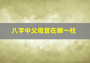 八字中父母宫在哪一柱