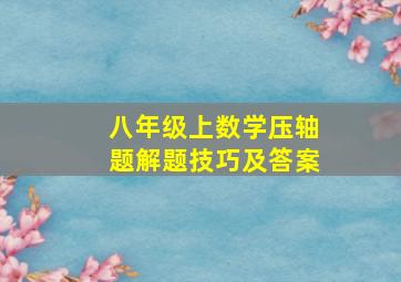 八年级上数学压轴题解题技巧及答案