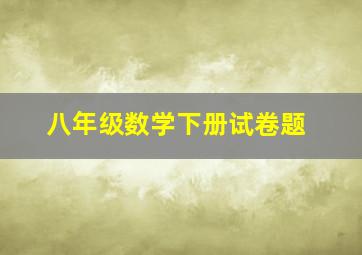 八年级数学下册试卷题