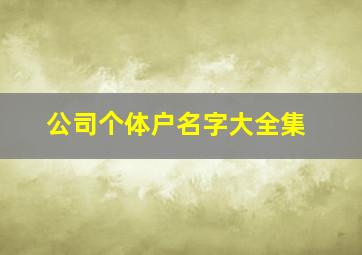 公司个体户名字大全集