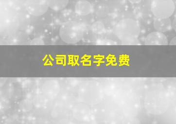 公司取名字免费