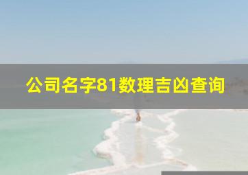 公司名字81数理吉凶查询