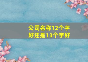 公司名称12个字好还是13个字好