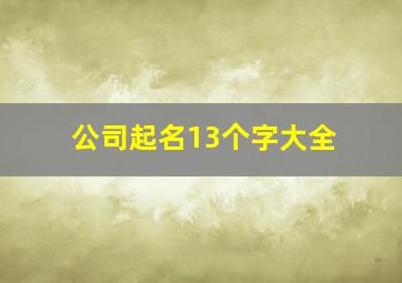 公司起名13个字大全