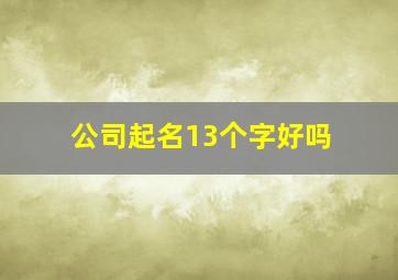 公司起名13个字好吗