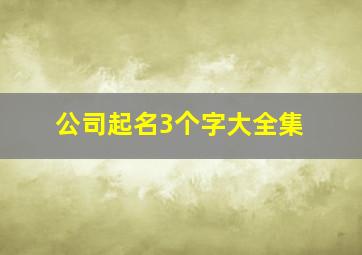 公司起名3个字大全集