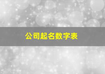 公司起名数字表