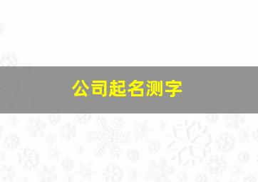 公司起名测字