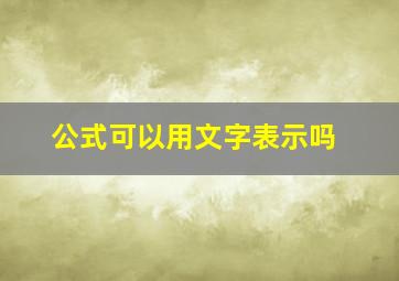 公式可以用文字表示吗