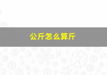 公斤怎么算斤