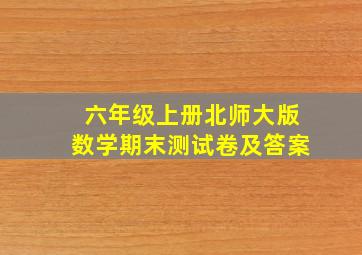 六年级上册北师大版数学期末测试卷及答案