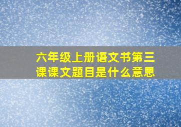 六年级上册语文书第三课课文题目是什么意思