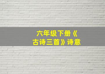 六年级下册《古诗三首》诗意