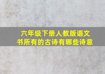 六年级下册人教版语文书所有的古诗有哪些诗意