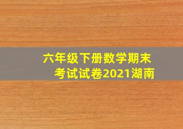 六年级下册数学期末考试试卷2021湖南