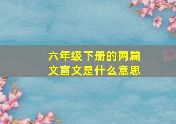 六年级下册的两篇文言文是什么意思