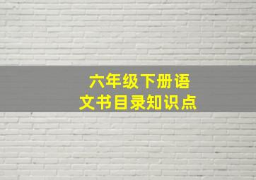 六年级下册语文书目录知识点