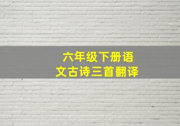 六年级下册语文古诗三首翻译