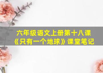 六年级语文上册第十八课《只有一个地球》课堂笔记