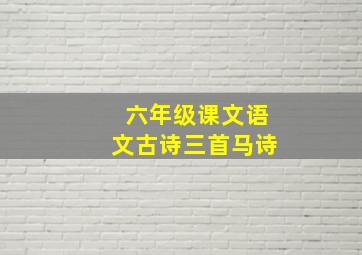 六年级课文语文古诗三首马诗