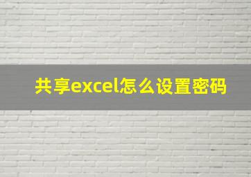 共享excel怎么设置密码