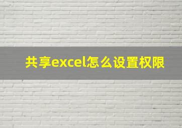 共享excel怎么设置权限