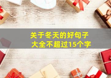 关于冬天的好句子大全不超过15个字