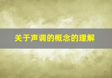 关于声调的概念的理解