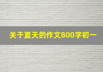 关于夏天的作文800字初一