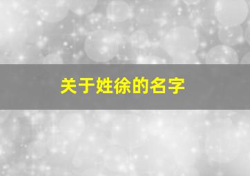 关于姓徐的名字