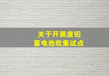 关于开展废铅蓄电池收集试点