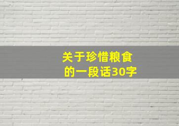 关于珍惜粮食的一段话30字