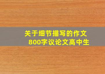 关于细节描写的作文800字议论文高中生