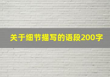 关于细节描写的语段200字