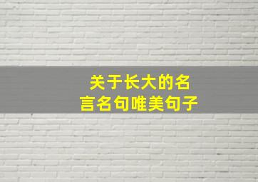 关于长大的名言名句唯美句子