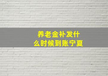 养老金补发什么时候到账宁夏