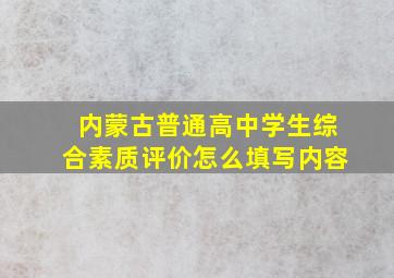 内蒙古普通高中学生综合素质评价怎么填写内容