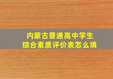 内蒙古普通高中学生综合素质评价表怎么填