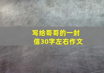 写给哥哥的一封信30字左右作文