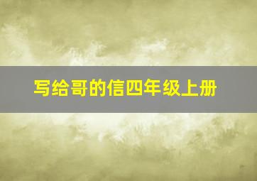 写给哥的信四年级上册