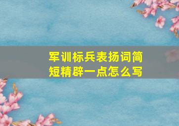 军训标兵表扬词简短精辟一点怎么写