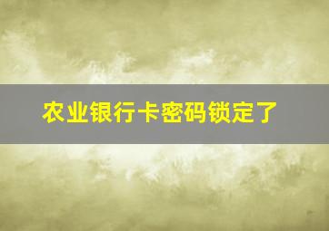 农业银行卡密码锁定了